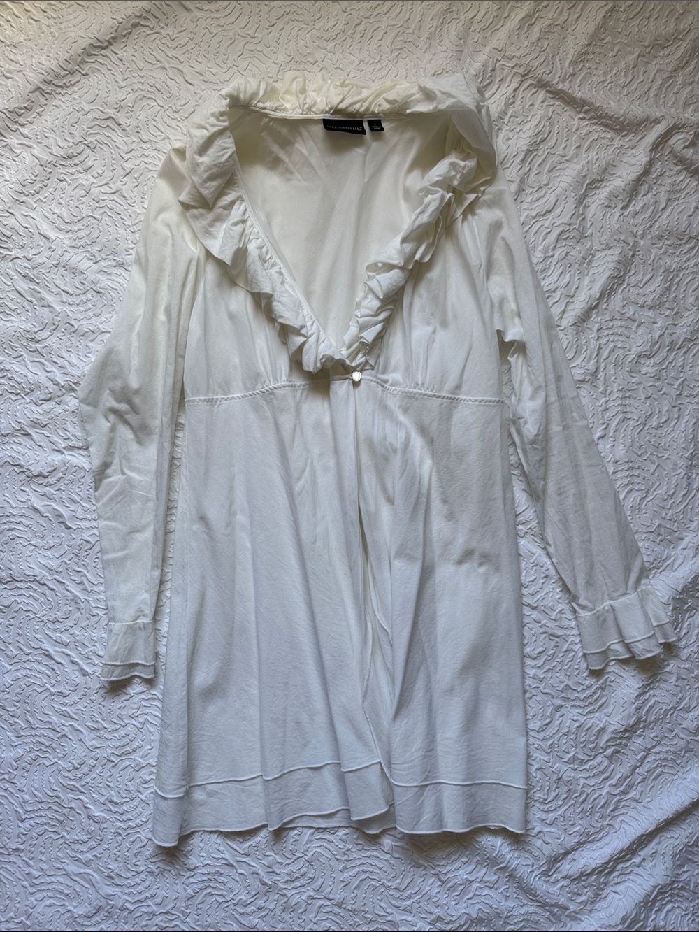 Dialogue White Ruffled Tunic Top